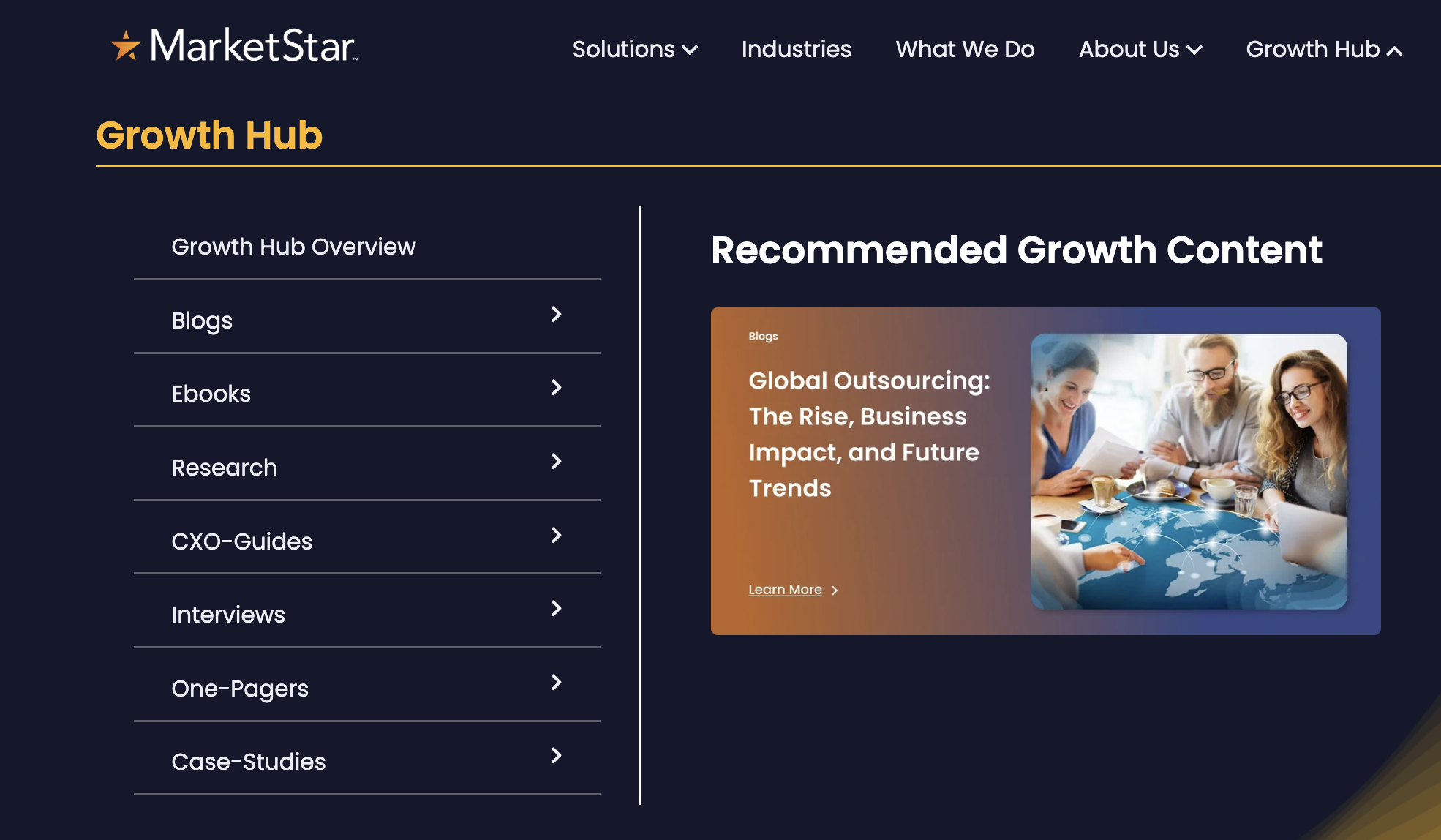 Screenshots of how MarketStar website looked like before Baskey worked on it